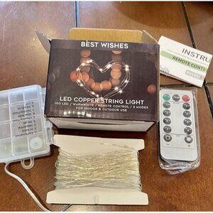 New 33ft 100 LED Outdoor String Lights, Warm White Fairy Lights Battery Operated